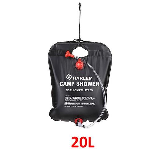 20l/40lsac De Douche Pliable À L'énergie Solaire Chauffée En Pvc Sac À Eau En Plein Air Camping Voyage Randonnée Escalade Barbecue Pique-Nique Style De Stockage D'eau 20l Noir