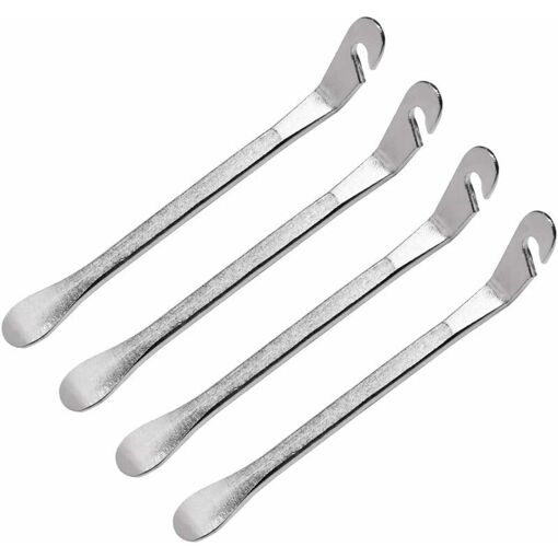 Lot De 4 Démonte-pneus Vélo En Métal – 12,5 Cm – Noirs – Pour Pneus De Vélo, Moto, Scooter – Réparation Facile
