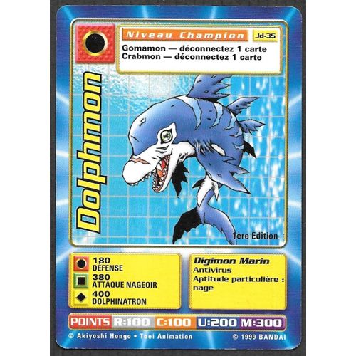 Carte Digimon Dolphmon Jd-35 - Niveau Champion [Premiere Edition 1] Bandai 1999