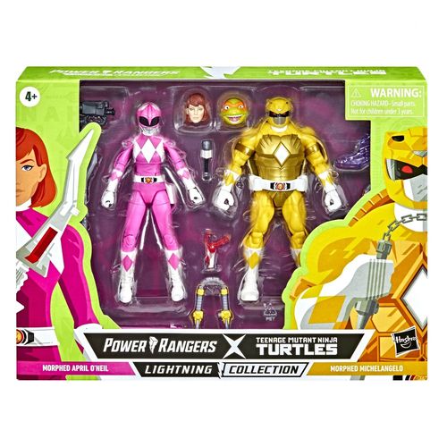 Hasbro Power Rangers X Teenage Mutant Ninja Turtle Lightning Collection Morphed Michelangelo Ranger Jaune Et April O'neil