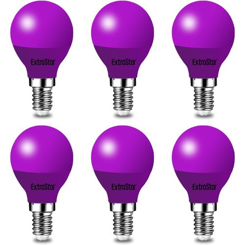 KALANKA-Ampoule LED Couleur E14 4W équivalente 40W AC 220V-240V, Ampoules Guirlande Couleur LED G45, orange rouge jaune bleu vert pour lumières de Noël de patio extérieur (Violet, lot de 6)