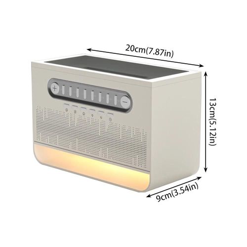 Haut-parleur bruit blanc Bluetooth, diffuseur aromathérapie, 8 ambiances sonores relaxantes ¿ Modèle B ¿ Blanc