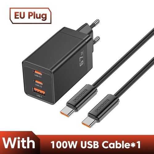 Toocki Chargeur Gan 67w Usb-C, Qc4.0 Pd 3.0, 65w, Câble Inclus, Pour Iphone, Macbook ¿ Noir Prise Eu