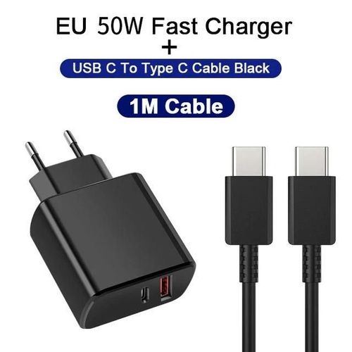 Chargeur Usb-C 50w Pd, Adaptateur De Charge Rapide, Pour Samsung S23 Ultra, Huawei, Iphone ¿ Prise Eu ¿ Noir