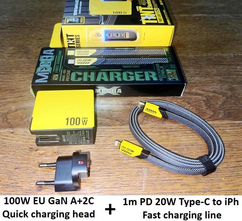 Wekome Chargeur Gan 100w, Haute Vitesse, Pour Xiaomi 13, Samsung S23 Ultra, Iphone 15 Pro Max, Macbook Pro ¿ Câble Lightning Inclus