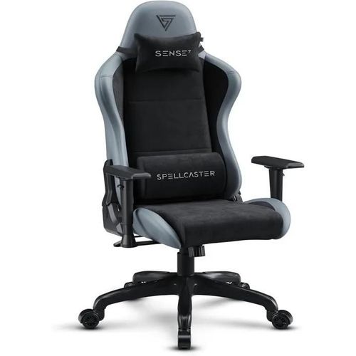 Sense7 Chaise Gaming Spellcaster Fuku - Cuir Éco & Alcantara - Confort Ergonomique, Inclinaison 160°, Accoudoirs 1d - Gris-Noir