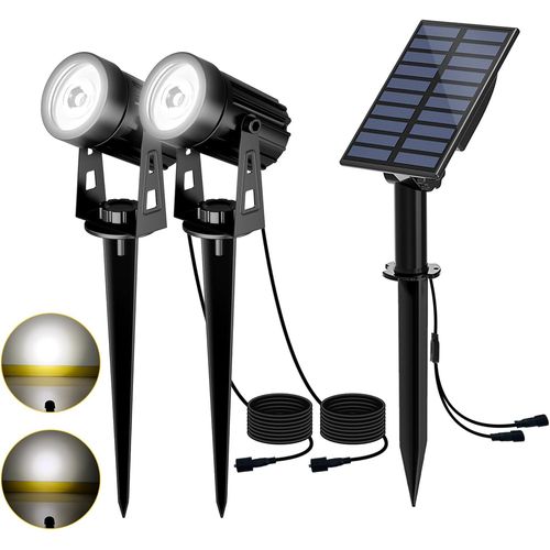 Ershi-Spot Solaire Extérieur 2 En 1 Lampe Solaire Exterieur 2 Modes D'éclairage Lumière Solaire De Jardin Etanche Ip65, 3 Mètres C[519]
