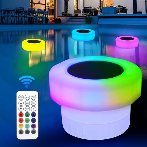 ERSHI-Éclairage Solaire Flottant de Piscine, LED Lumiere Piscine Solaire IP68 Étanche Lampe Piscine RGB à Couleur Changeante avec [1592]