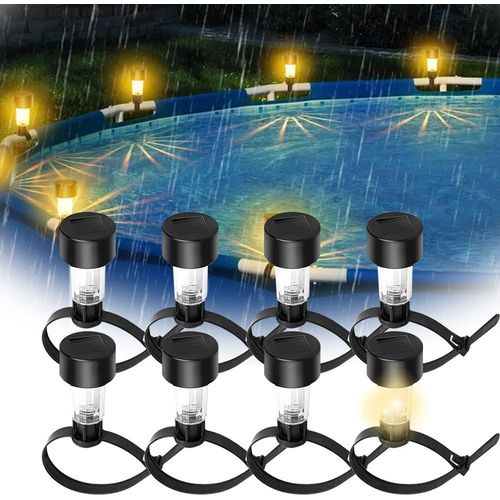 ERSHI-8 Pièces Lumiere Piscine Hors Sol, Eclairage Piscine, Lampe Piscine, IP44 Étanche, Accessoires Piscine pour Chemins Pelouse [1623]