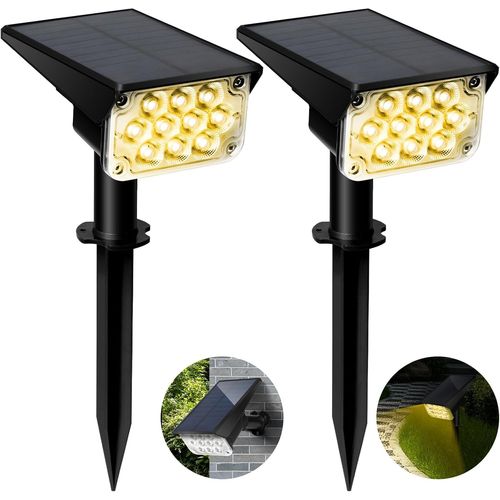 Ershi-Lampe Solaire Led Exterieur Spot Jardin Éclairage Lumiere Chemins Projecteur Solaire Guirlande Puissant Lot De 2pcs[1833]