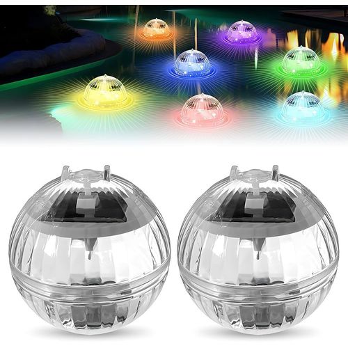 Ershi-2 Pièce Lampe Flottante Piscine Solaire, Lumiere Piscine Solaire, Led Colorées Éclairage Piscine Solaire Pour Piscine Jardin[2275]