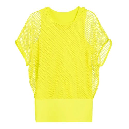 Haut Jaune Fluo Doublure Résille Femme