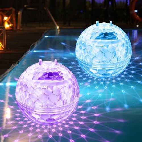 Ershi-2 Pièces Lampe Piscine Solaire, Boule Lumineuse Piscine, 11cm Flottante Lampe Solaire Exterieur, Ip68 Lumière Piscine Étanch[1465]
