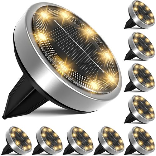 Ershi-Lampe Solaires Au Sol 10 Pièces, 8 Led Lumiere Solaire Extérieur Jardin, Étanche Spot Solaire Extérieur Encastrables Pour Te[285]