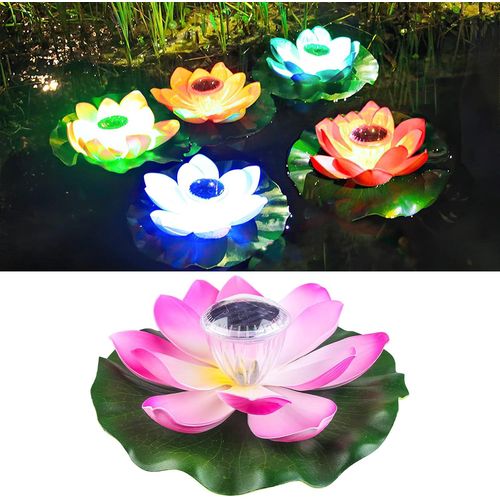 ERSHI-Led Flottante Nénuphar Solaire pour Bassin Lotus Lumineux Décoration éclairage Bassin, Nenuphar pour Bassin Flottant Solaire[1079]