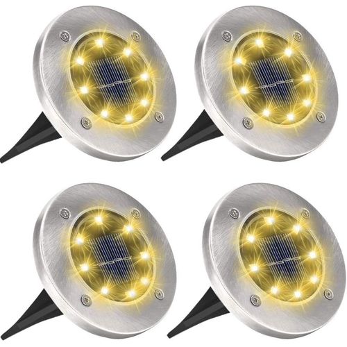 Ershi-4 Pièces Lumière Solaire Extérieur, 8led Lampe Solaires Au Sol, Ip65, Lampe De Jardin, Spot Solaire Extérieur Pour Chemin Te[86]