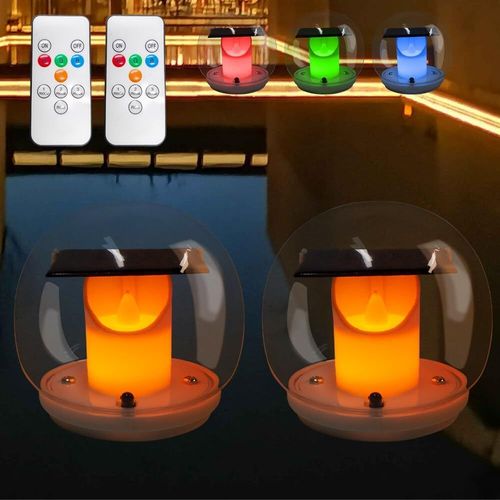 ERSHI-Lampe Flottante Piscine Solaire, 2 Pièces Multicolore Lampe Piscine Led Etanche avec Télécommande, IP67 Lumiere Piscine Hors[1536]