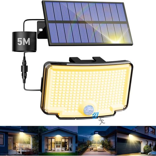 ERSHI-Lampe Solaire Extérieur Detecteur de Mouvement 318 LED, 3 Mode Lumiere Solaire Extérieure, Étanche Eclairage Exterieur avec [699]