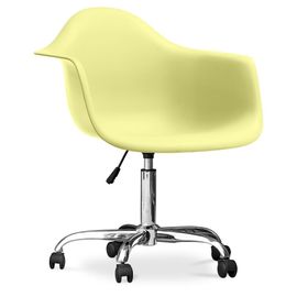 Chaise De Bureau Avec Accoudoirs - Chaise De Bureau À Roulettes - Emery Jaune Pâle