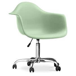 Chaise De Bureau Avec Accoudoirs - Chaise De Bureau À Roulettes - Emery Vert Pastel