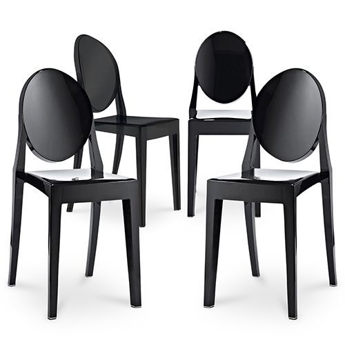 X4 Chaise À Manger Victoire Design Transparent Noir
