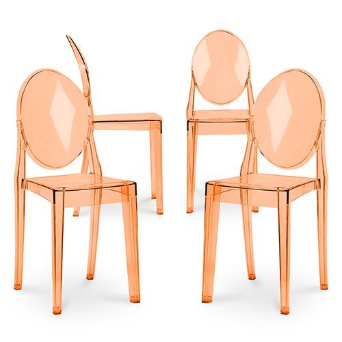X4 Chaise À Manger Victoire Design Transparent Orange Transparent