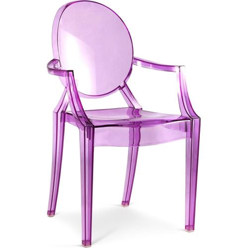 Chaise De Salle À Manger Transparente - Design Avec Accoudoirs - Louis King Violet Transparent