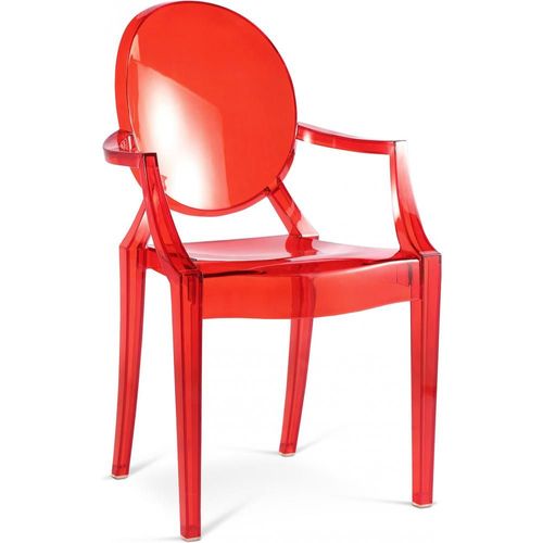 Chaise De Salle À Manger Transparente - Design Avec Accoudoirs - Louis King Rouge Transparent