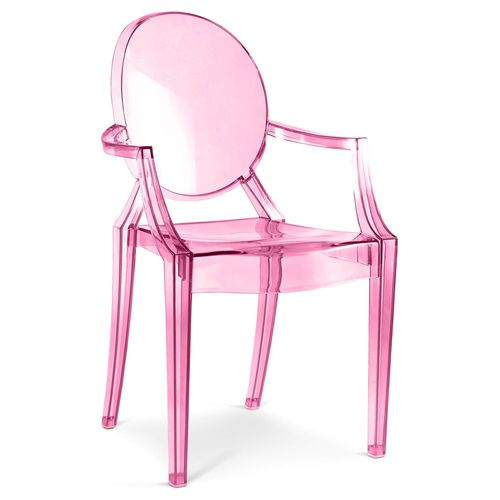 Chaise De Salle À Manger Transparente - Design Avec Accoudoirs - Louis King Rose Transparent