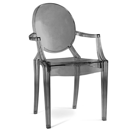 Chaise De Salle À Manger Transparente - Design Avec Accoudoirs - Louis King Gris Transparent