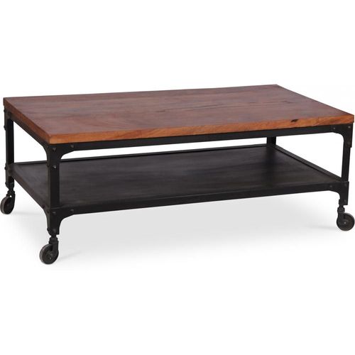 Table Basse Vintage Industriel - Métal Bois Naturel