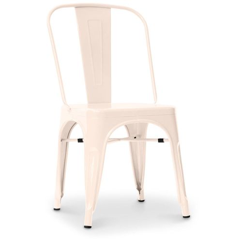 Chaise De Salle À Manger Bistrot Metalix Design Industriel Carré En Métal - Nouvelle Edition Crème