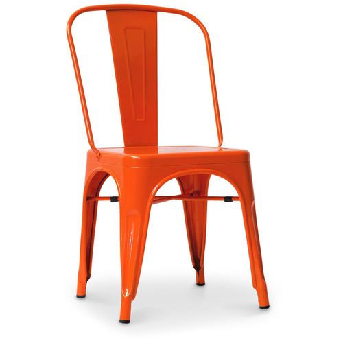 Chaise De Salle À Manger Bistrot Metalix Design Industriel Carré En Métal - Nouvelle Edition Orange