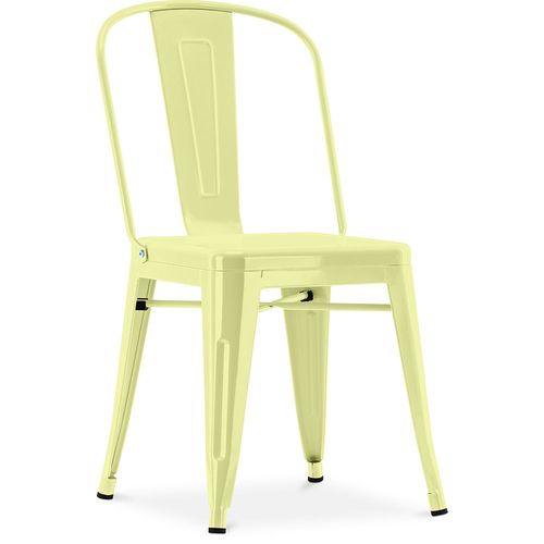 Chaise De Salle À Manger Bistrot Metalix Design Industriel Carré En Métal - Nouvelle Edition Jaune Pâle