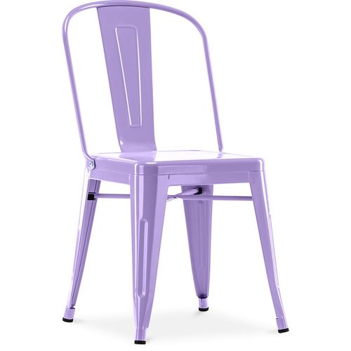 Chaise De Salle À Manger Bistrot Metalix Design Industriel Carré En Métal - Nouvelle Edition Violet Pastel