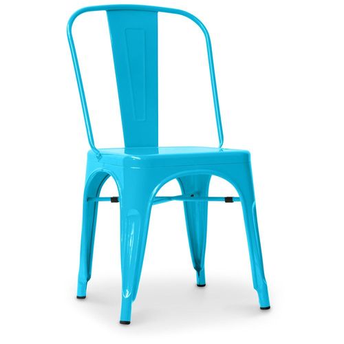 Chaise De Salle À Manger Bistrot Metalix Design Industriel Carré En Métal - Nouvelle Edition Turquoise