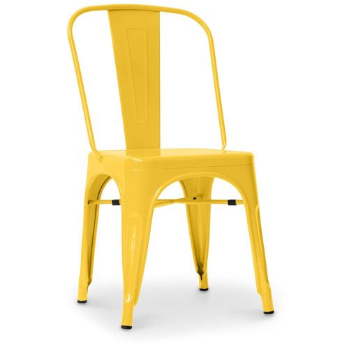 Chaise De Salle À Manger Bistrot Metalix Design Industriel Carré En Métal - Nouvelle Edition Jaune