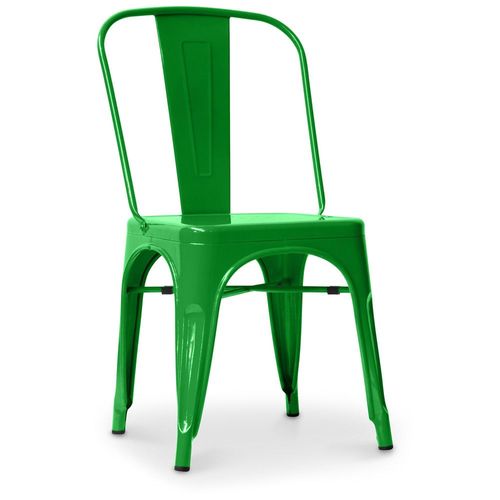 Chaise De Salle À Manger Bistrot Metalix Design Industriel Carré En Métal - Nouvelle Edition Vert