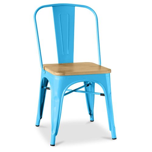 Chaise Bistrot Metalix Carrée En Bois - Métal Turquoise