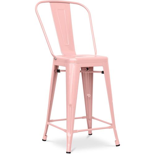 Tabouret Bistrot Metalix Carrée Avec Dossier - 60cm Orange Pâle