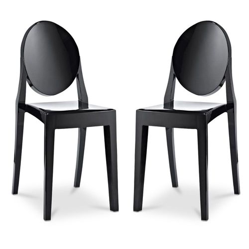 Lot De 2 Chaises De Salle À Manger Transparentes - Victoire Noir