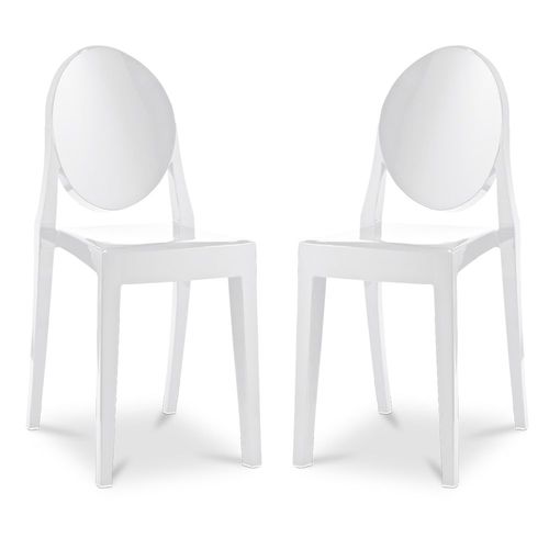 Lot De 2 Chaises De Salle À Manger Transparentes - Victoire Blanc