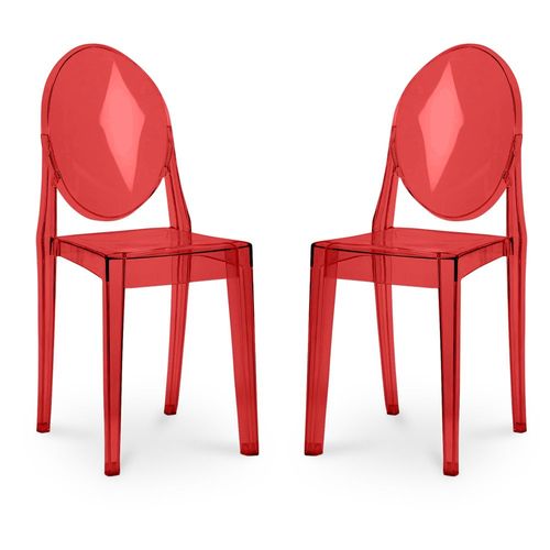 Lot De 2 Chaises De Salle À Manger Transparentes - Victoire Rouge Transparent