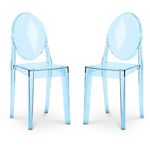 Lot De 2 Chaises De Salle À Manger Transparentes - Victoire Bleu Transparent