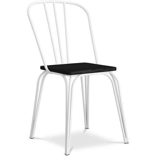 Chaise Métal Et Bois Foncé Style Industriel ? Gillet Blanc
