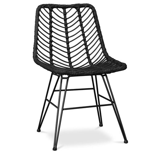 Chaise De Salle À Manger En Osier Synthétique - Valery Noir