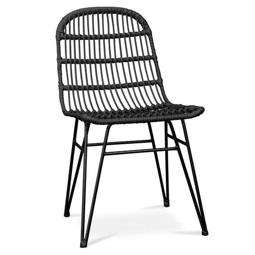 Chaise De Salle À Manger En Osier Synthétique - Magony Noir