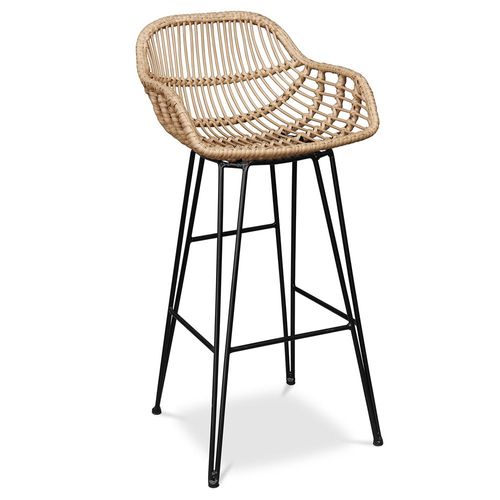 Tabouret De Bar En Osier Synthétique - Magony Marron Foncé