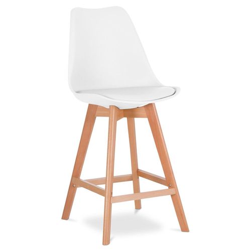 Premium Tabouret De Bar Brielle Avec Coussin De Style Scandinave - Bois Blanc