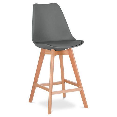 Premium Tabouret De Bar Brielle Avec Coussin De Style Scandinave - Bois Gris Foncé